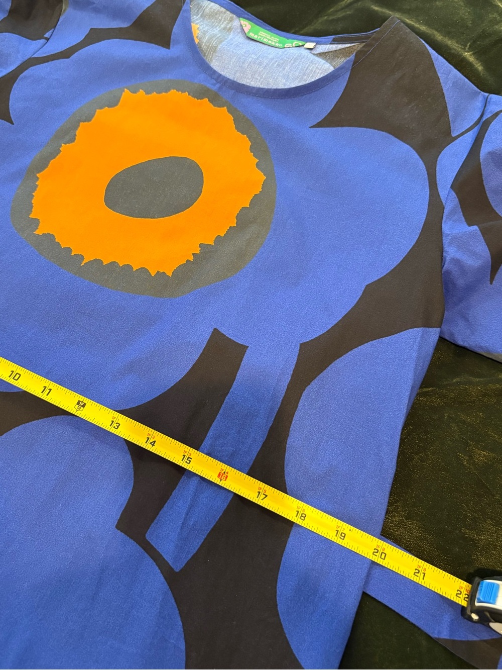 Stunning Marimekko Blue & Orange Floral Midi Dress Size Small/Medium 34 NWOT - Picture 9 of 9